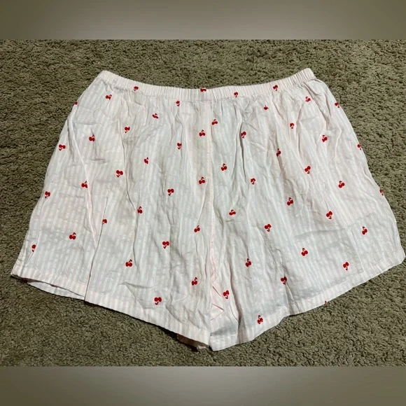 Aerie Pink Cherry Print Sleep Shorts Medium NWT - Picture 4 of 8